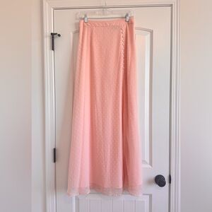 Lulus Size Medium Long Maxi Skirt. Light pink Swiss dot lightweight outer layer